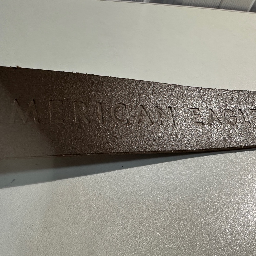 American Eagle By Payless Brown Leather Belt with Rustic Design - Picture 4 of 6
